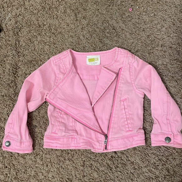 BABY GIRL HOT PINK JEAN JACKET - Picture 2 of 4